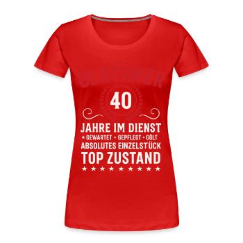 Anniversaire de l’entreprise 40 ans Anniversaire - T-shirt bio Premium Femme - rouge - Devant - Mia (176cm)