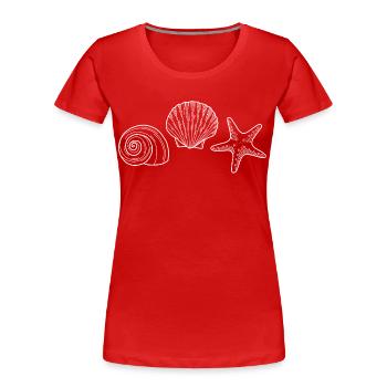 Shell, Starfish, Snail - white - Women's Premium Organic T-Shirt - red - Front - Mia (176cm)