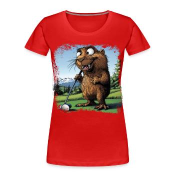 Golfeur Marmotte - T-shirt bio Premium Femme - rouge - Devant - Mia (176cm)