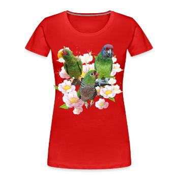 Papageien - Frauen Premium Bio T-Shirt - Rot - Vorne - Mia (176cm)