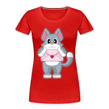 Katze Liebesbrief - Frauen Premium Bio T-Shirt - Rot - Vorne - Mia (176cm)