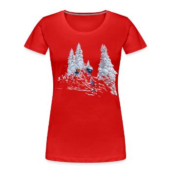 Ski - Frauen Premium Bio T-Shirt - Rot - Vorne - Mia (176cm)