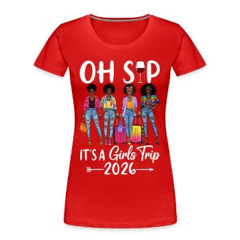Feminine Girl Trip 2026 Vibes - Women's Premium Organic T-Shirt - red - Front - Mia (176cm)