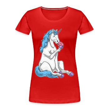 Einhorn Donut - Frauen Premium Bio T-Shirt - Rot - Vorne - Mia (176cm)