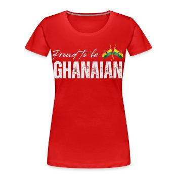 La fierté ghanéenne, made in Ghana - T-shirt bio Premium Femme - rouge - Devant - Mia (176cm)