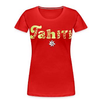 Tahiti (Limette) - Frauen Premium Bio T-Shirt - Rot - Vorne - Mia (176cm)