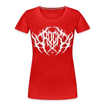 Black Metal Rock Typography Design - T-shirt bio Premium Femme - rouge - Devant - Mia (176cm)