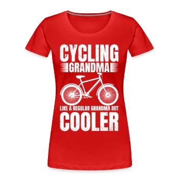 Cycling Grandma Bike Rider Cyclist Grandparent's  - Frauen Premium Bio T-Shirt - Rot - Vorne - Mia (176cm)