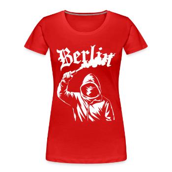 Revolte Streetart Hoodie Design - Frauen Premium Bio T-Shirt - Rot - Vorne - Mia (176cm)