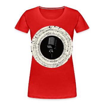 Microphone Musical Notes Art - Women's Premium Organic T-Shirt - red - Front - Mia (176cm)