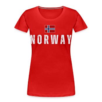 Norwegische Flagge, norwegischer Patriot - Frauen Premium Bio T-Shirt - Rot - Vorne - Mia (176cm)