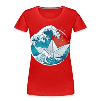 Paper boat in origami style - Women's Premium Organic T-Shirt - red - Front - Mia (176cm)