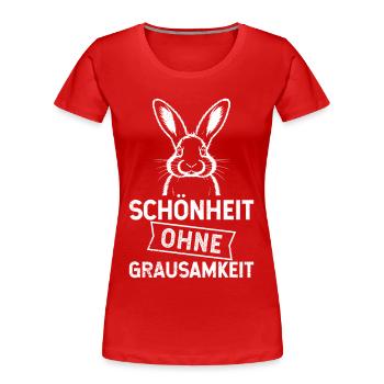 Tests sur les animaux BEAUTÉ SANS CRUAUTÉ - T-shirt bio Premium Femme - rouge - Devant - Mia (176cm)