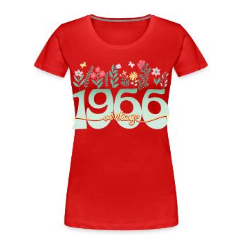 1966 Fleurs 60 Ans Anniversaire Femme - T-shirt bio Premium Femme - rouge - Devant - Mia (176cm)
