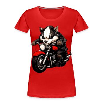 Motorcyclist Badger - Women's Premium Organic T-Shirt - red - Front - Mia (176cm)