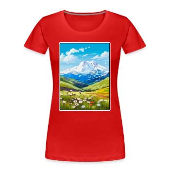 Mount Elbrus Russland Reiseplakat Stadtbild WPA - Frauen Premium Bio T-Shirt - Rot - Vorne - Mia (176cm)