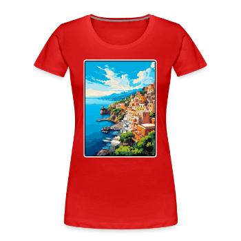 Sorrento, Italie, affiche de voyage vintage Cityscape WPA - T-shirt bio Premium Femme - rouge - Devant - Mia (176cm)