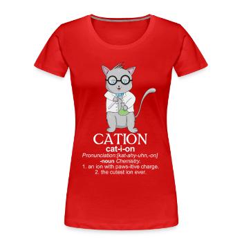 T-shirt académique ludique pour chat - T-shirt bio Premium Femme - rouge - Devant - Mia (176cm)