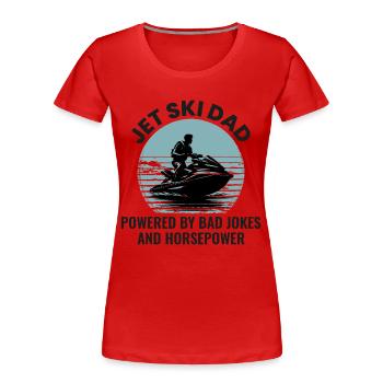 Lustiger Jetski Papa Pferdestärken - Frauen Premium Bio T-Shirt - Rot - Vorne - Mia (176cm)