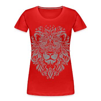 Löwe Mandala Gesicht Löwenkopf Floral - Frauen Premium Bio T-Shirt - Rot - Vorne - Mia (176cm)