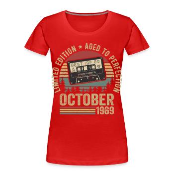 Vintage Car October 1969 Birthday Gift October - Women's Premium Organic T-Shirt - red - Front - Mia (176cm)