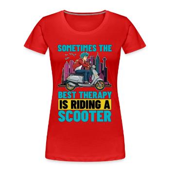 Trottinette Parfois, la meilleure thérapie est la trottinette - T-shirt bio Premium Femme - rouge - Devant - Mia (176cm)