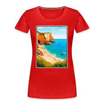 Algarve Portugal Vintage Travel Poster Cityscape - Women's Premium Organic T-Shirt - red - Front - Mia (176cm)