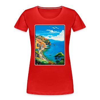 Sorrento, Italie, affiche de voyage vintage Cityscape WPA - T-shirt bio Premium Femme - rouge - Devant - Mia (176cm)