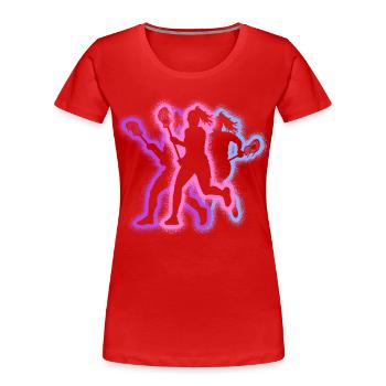 Lacrosse Spieler Typografie Frauen Lacrosse - Frauen Premium Bio T-Shirt - Rot - Vorne - Mia (176cm)