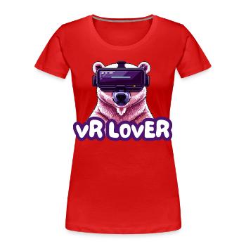 VR Bär mit Virtual Reality Brille - Frauen Premium Bio T-Shirt - Rot - Vorne - Mia (176cm)