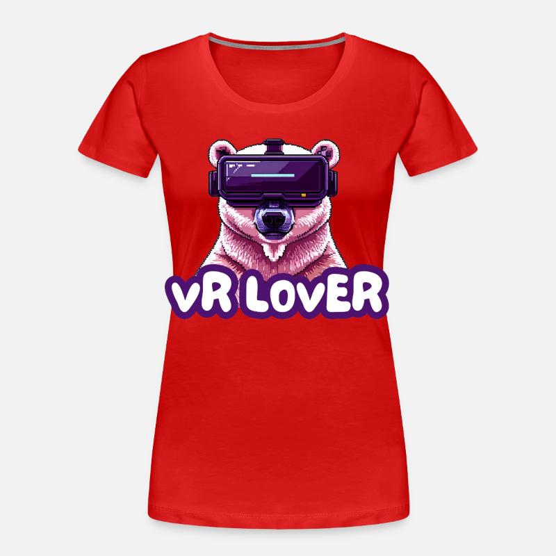 VR Bär mit Virtual Reality Brille - Frauen Premium Bio T-Shirt - Rot