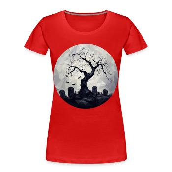 Arbres fantômes sombres avec cimetière - T-shirt bio Premium Femme - rouge - Devant - Mia (176cm)