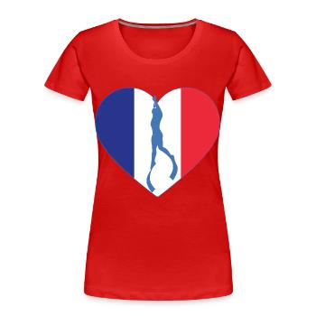 Frankreich Freitauchen Herz Flagge - Frauen Premium Bio T-Shirt - Rot - Vorne - Mia (176cm)