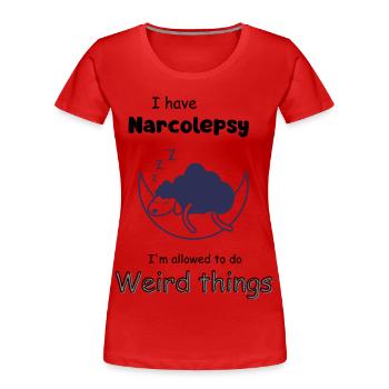 Schlafendes Schaf im Mondlicht mit Narkolepsie  - Frauen Premium Bio T-Shirt - Rot - Vorne - Mia (176cm)