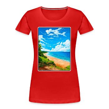 Lake Michigan USA Vintage-Reiseplakat Stadtlandschaft - Frauen Premium Bio T-Shirt - Rot - Vorne - Mia (176cm)