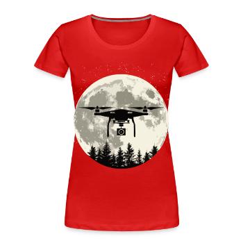 Drone Pleine Lune - T-shirt bio Premium Femme - rouge - Devant - Mia (176cm)