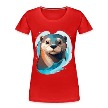 Otter in modern cartoon style - Women's Premium Organic T-Shirt - red - Front - Mia (176cm)