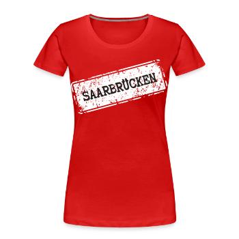 Conception du logo de la ville de Sarrebruck - T-shirt bio Premium Femme - rouge - Devant - Mia (176cm)