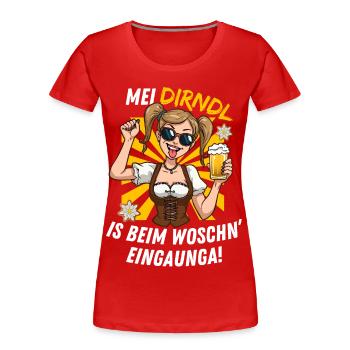 Dirndl Ersatz Tshirt für das Volksfest und Kirmes - Frauen Premium Bio T-Shirt - Rot - Vorne - Mia (176cm)