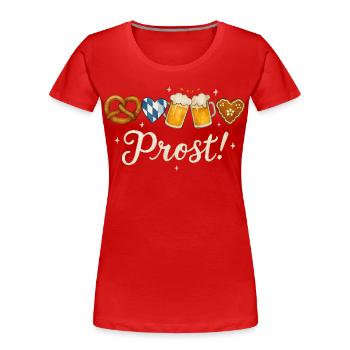 Frohes mit Bierkrügen und Lebkuchen - Frauen Premium Bio T-Shirt - Rot - Vorne - Mia (176cm)