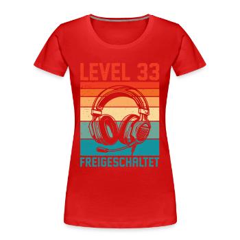 33rd Birthday Men Gamer Level 33 Unlocked - Women's Premium Organic T-Shirt - red - Front - Mia (176cm)