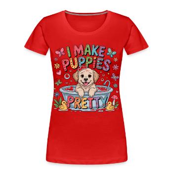 Toiletteur pour chiens Je rends les chiots beaux Je fais - T-shirt bio Premium Femme - rouge - Devant - Mia (176cm)