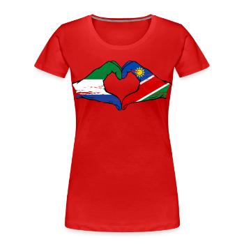 Sierra_Leone_Namibia_Flagge_Haende_Herzform_use - Women's Premium Organic T-Shirt - red - Front - Mia (176cm)