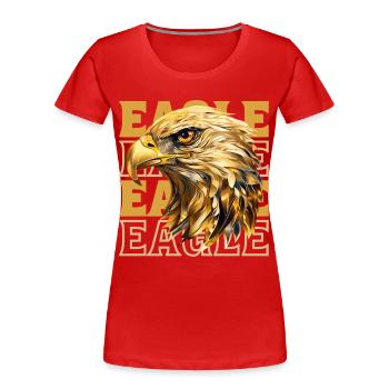 Eagle Head Gold Bird of Prey Bird Animal Nature - Women's Premium Organic T-Shirt - red - Front - Mia (176cm)