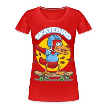 Skatebird Karikatur - Frauen Premium Bio T-Shirt - Rot - Vorne - Mia (176cm)