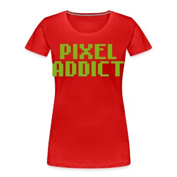 Pixel Addict Geek Retro-Gaming - Frauen Premium Bio T-Shirt - Rot - Vorne - Mia (176cm)