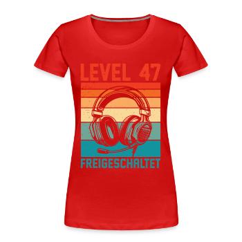 47. Geburtstag Männer Gamer Level 47 Unlocked - Frauen Premium Bio T-Shirt - Rot - Vorne - Mia (176cm)