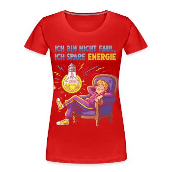 Energiegeladenes Chill-Design mit Glühbirne - Frauen Premium Bio T-Shirt - Rot - Vorne - Mia (176cm)