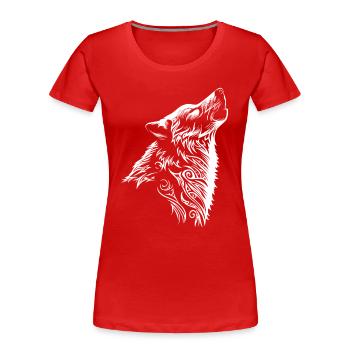 Wolf Tribal Wolfskopf Tattoo - Frauen Premium Bio T-Shirt - Rot - Vorne - Mia (176cm)