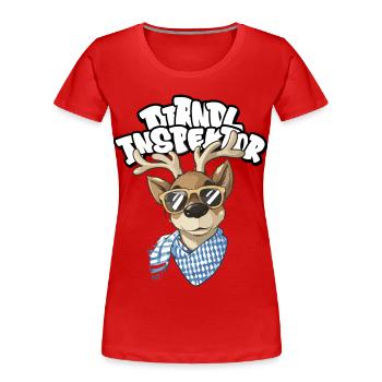 Reindeer Dirndl Inspector Traditional Shirt - Women's Premium Organic T-Shirt - red - Front - Mia (176cm)